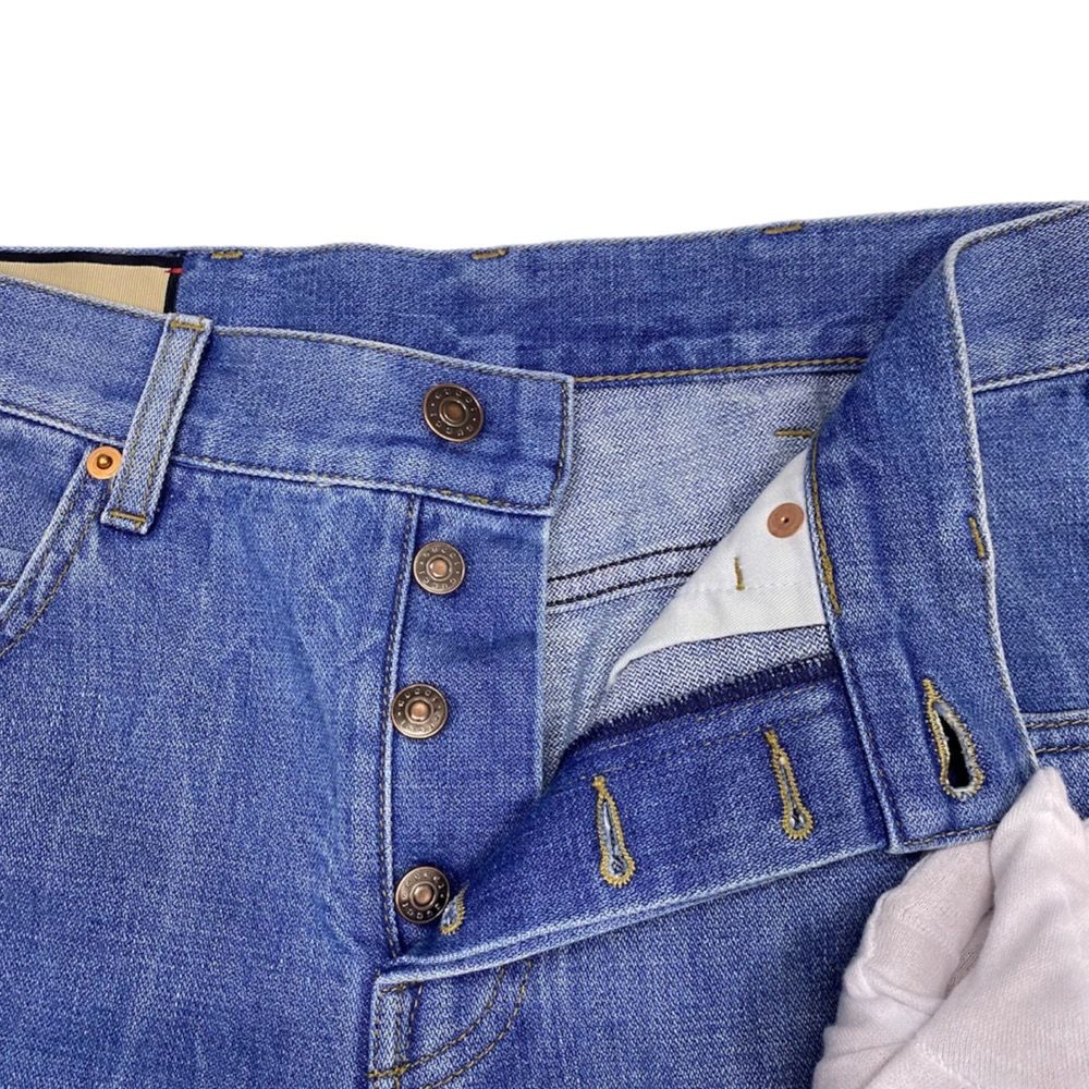 グッチ デニムパンツ メンズ クロップド ストレートジーンズ 