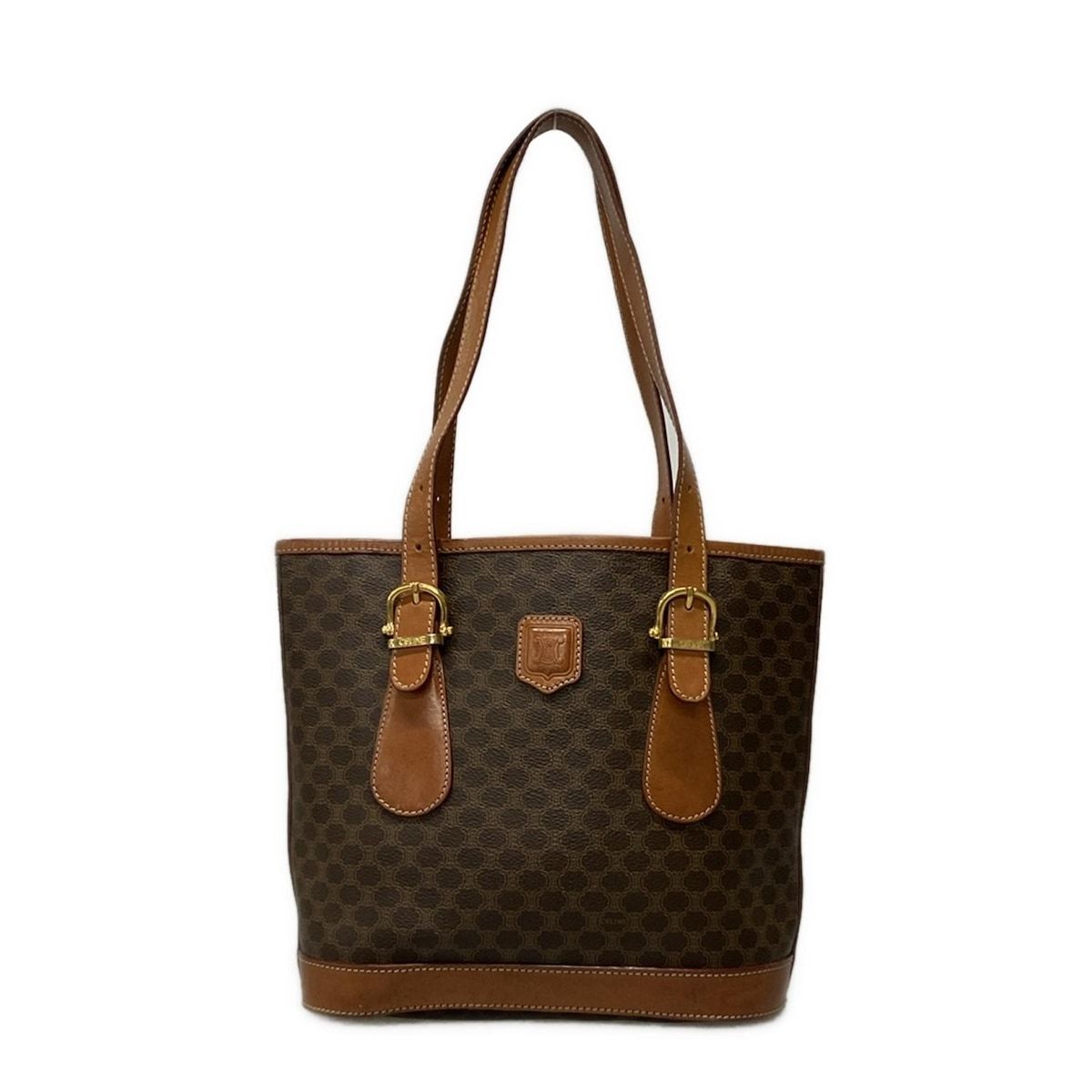 CELINE セリーヌ トートバッグ マカダム柄 ダークブラウン×ブラウン レザー