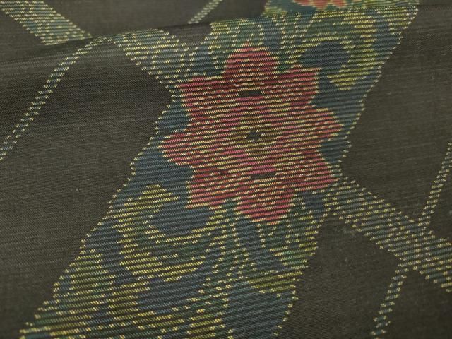 平和屋着物○小千谷紬 松皮菱飛鶴丸文 正絹 逸品 未使用