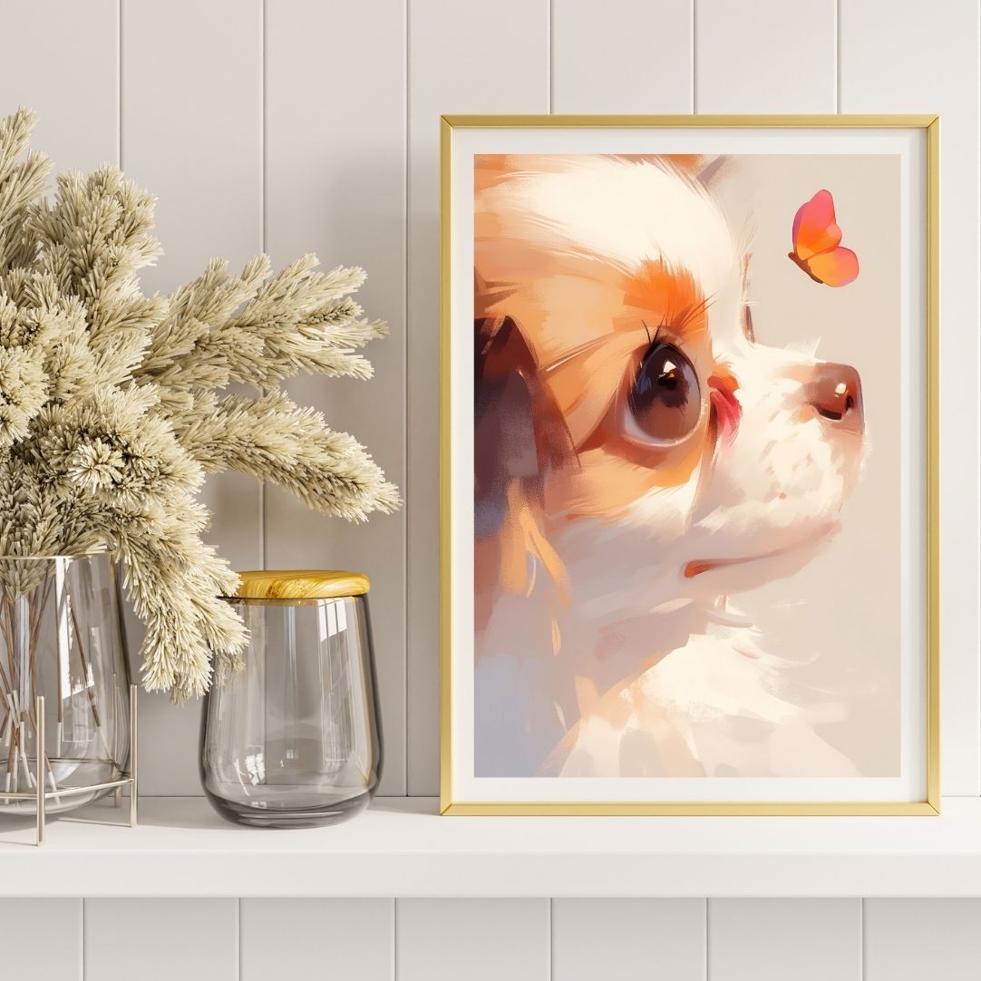 注文 【蝶犬戯舞 - チワックス犬の子犬 No.5】ジークレー版画＊名入れ