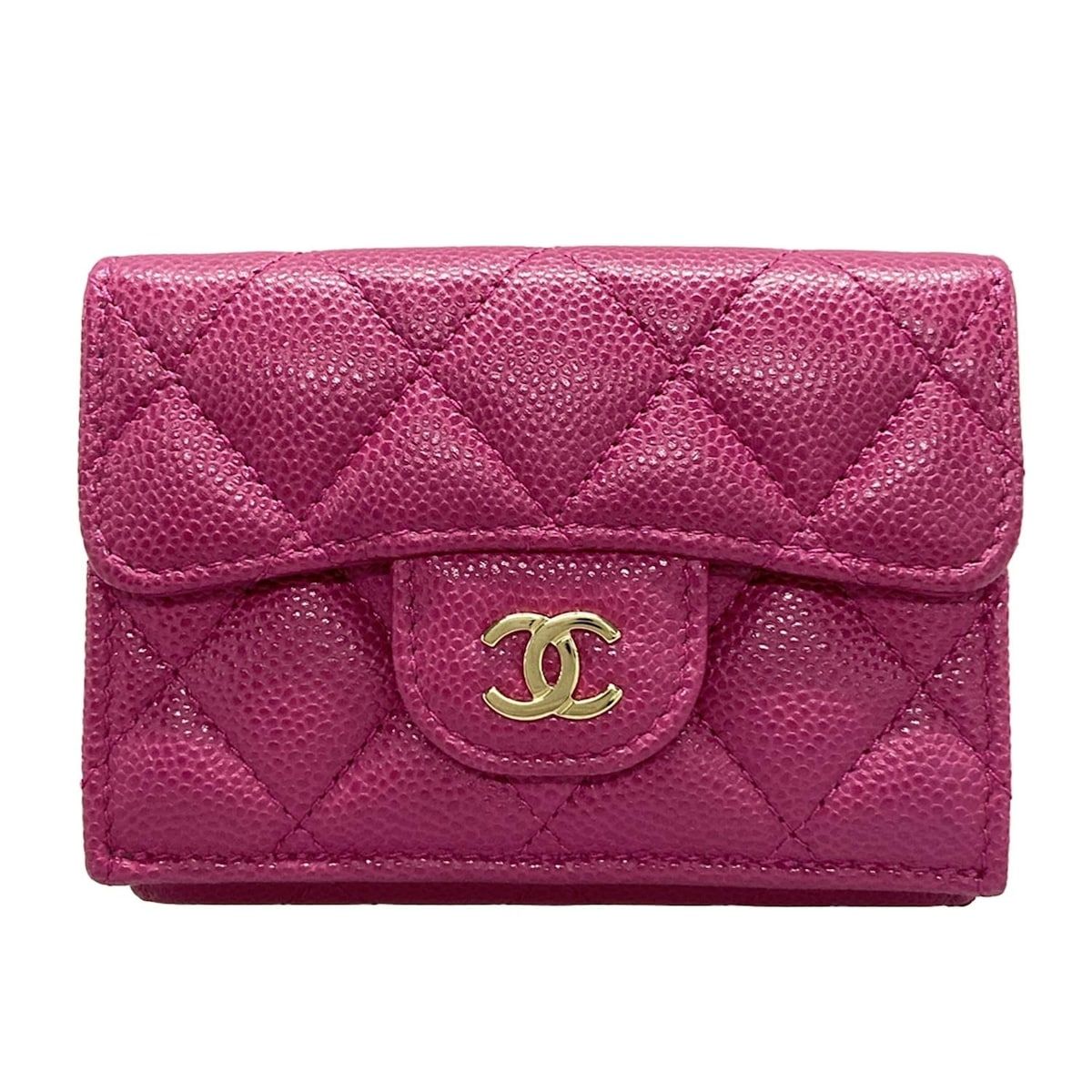 CHANEL シャネル 3つ折り財布 クラシックスモールフラップウォレット マトラッセ AP0230 ピンクパープル ゴールド金具