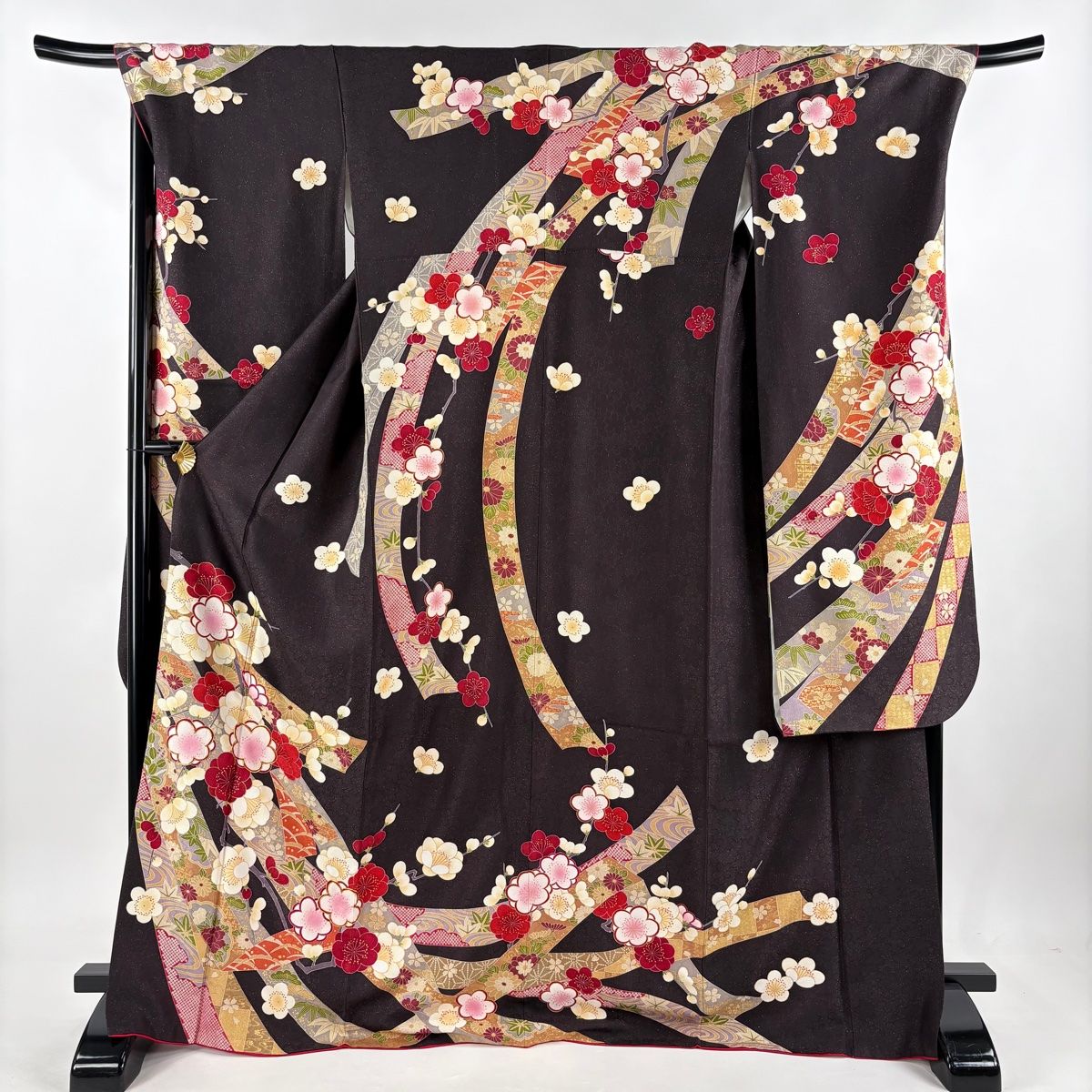 振袖 身丈170.5cm 裄丈68.5cm L 袷 雪輪 熨斗 金糸 金彩 薄緑 正絹 美  