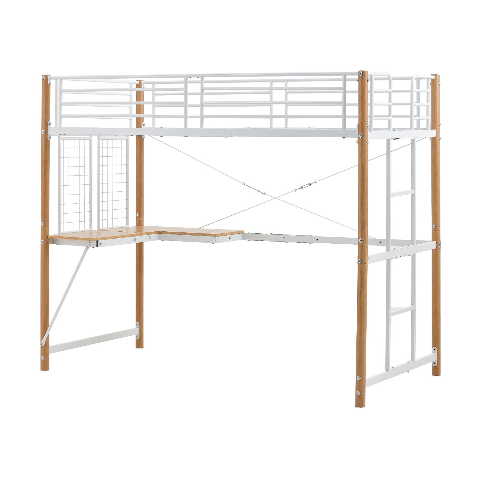 赤字覚悟！10％SALE】ロフトベッド シングル デスク・スチールネット