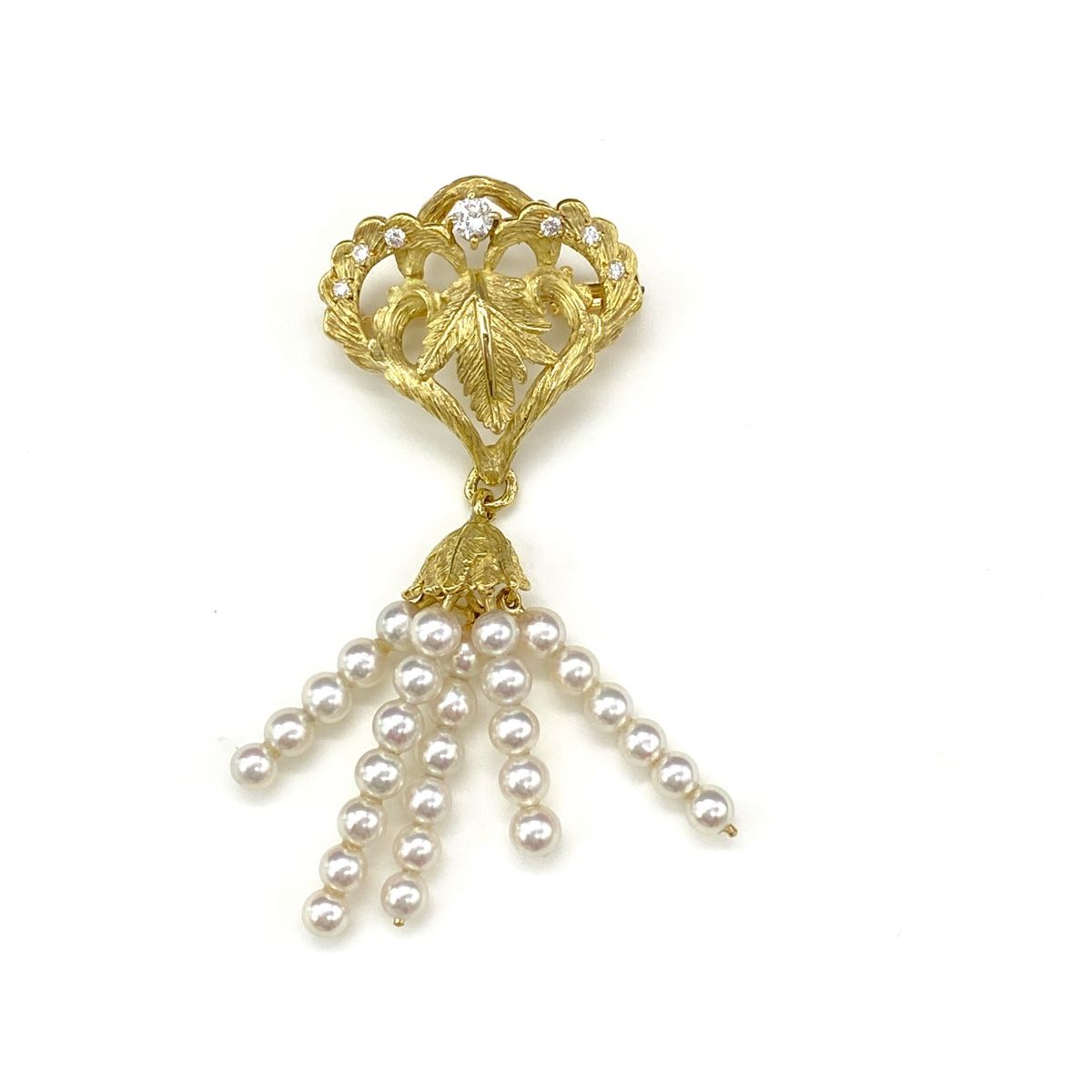 パール ペンダントトップ YG イエローゴールド メレダイヤ 真珠 ペンダントトップ K18 パール 0.18 レディース