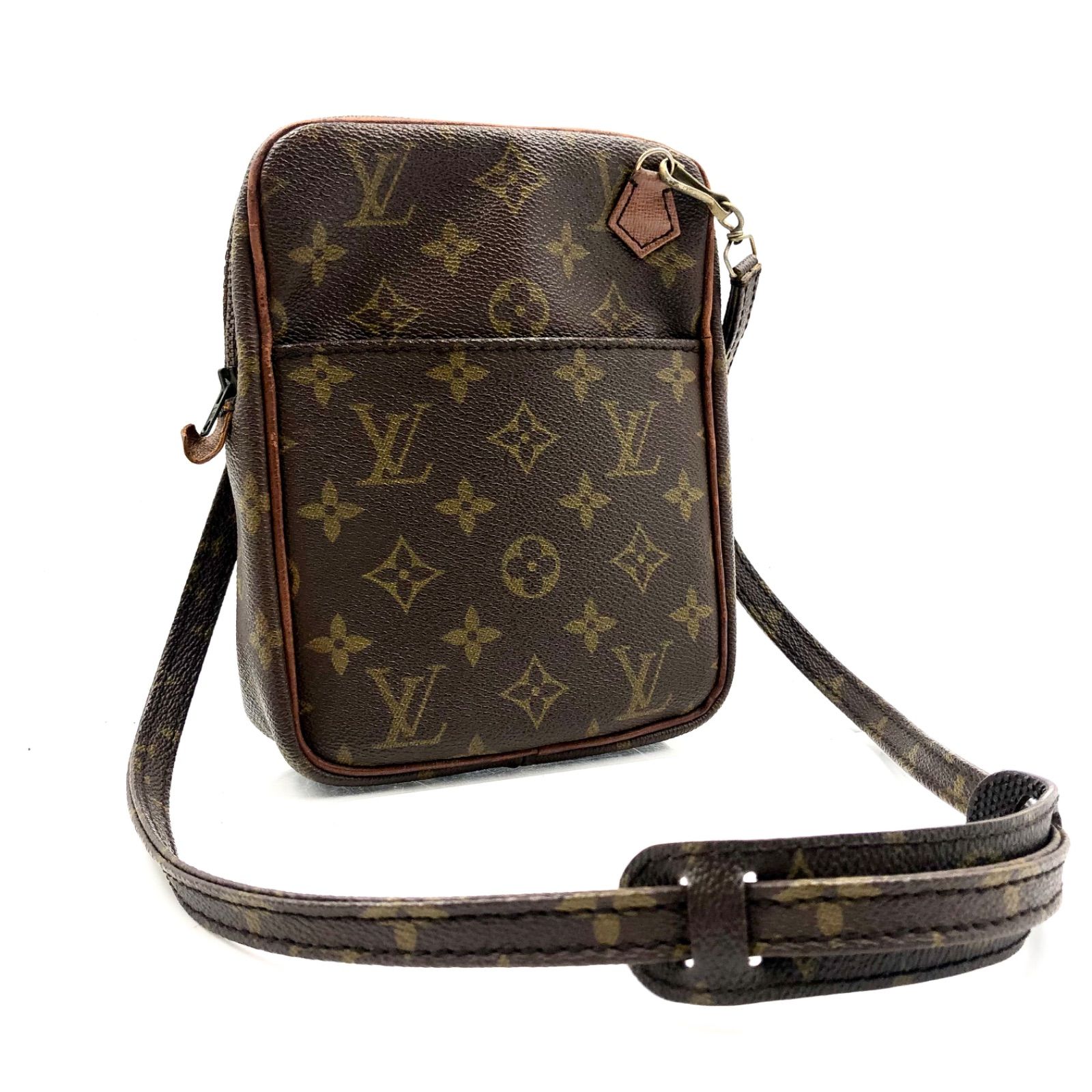 □鑑定済み□希少廃盤□LOUIS VUITTON ルイヴィトン モノグラム 旧型ダヌーブ ショルダーバッグ ミニバッグ PVC×レザー(豚革  ピッグスキン) ブラウン ゴールド金具 フランス製 ECLAIR社製ファスナー 肩がけ レディース - メルカリ