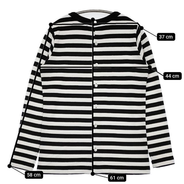 R&D.M.Co- ボーダー バックボタン 長袖Tシャツ カットソー ロン