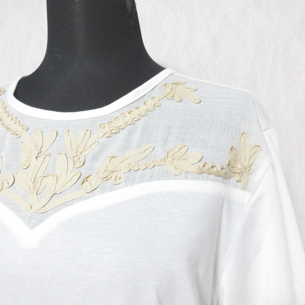美品 22SS LOKITHO for PARIGOT ロキト パリゴ 別注 コード刺〓シアーTシャツ 半袖 カットソー LKC22SS-PRG1 F ホワイト レディース 古着 中古 美品 22SS LOKITHO for PARIGOT ロキト パリゴ 別注 コード刺繡