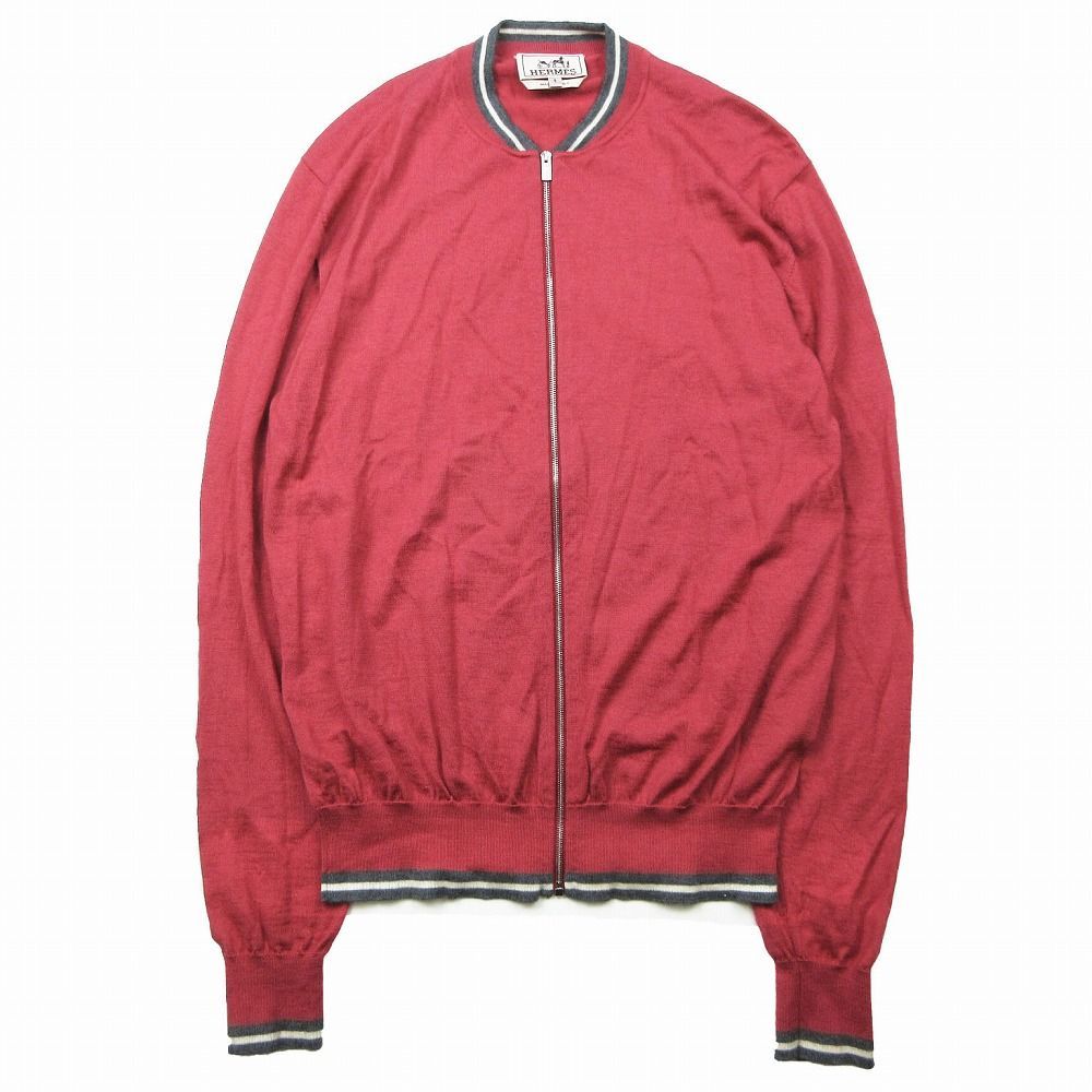【カジュアルだけど上品♪】HERMES  ジップアップ ジャケット HERMES エルメス ニットジャケット カシミヤ シルク ジップ