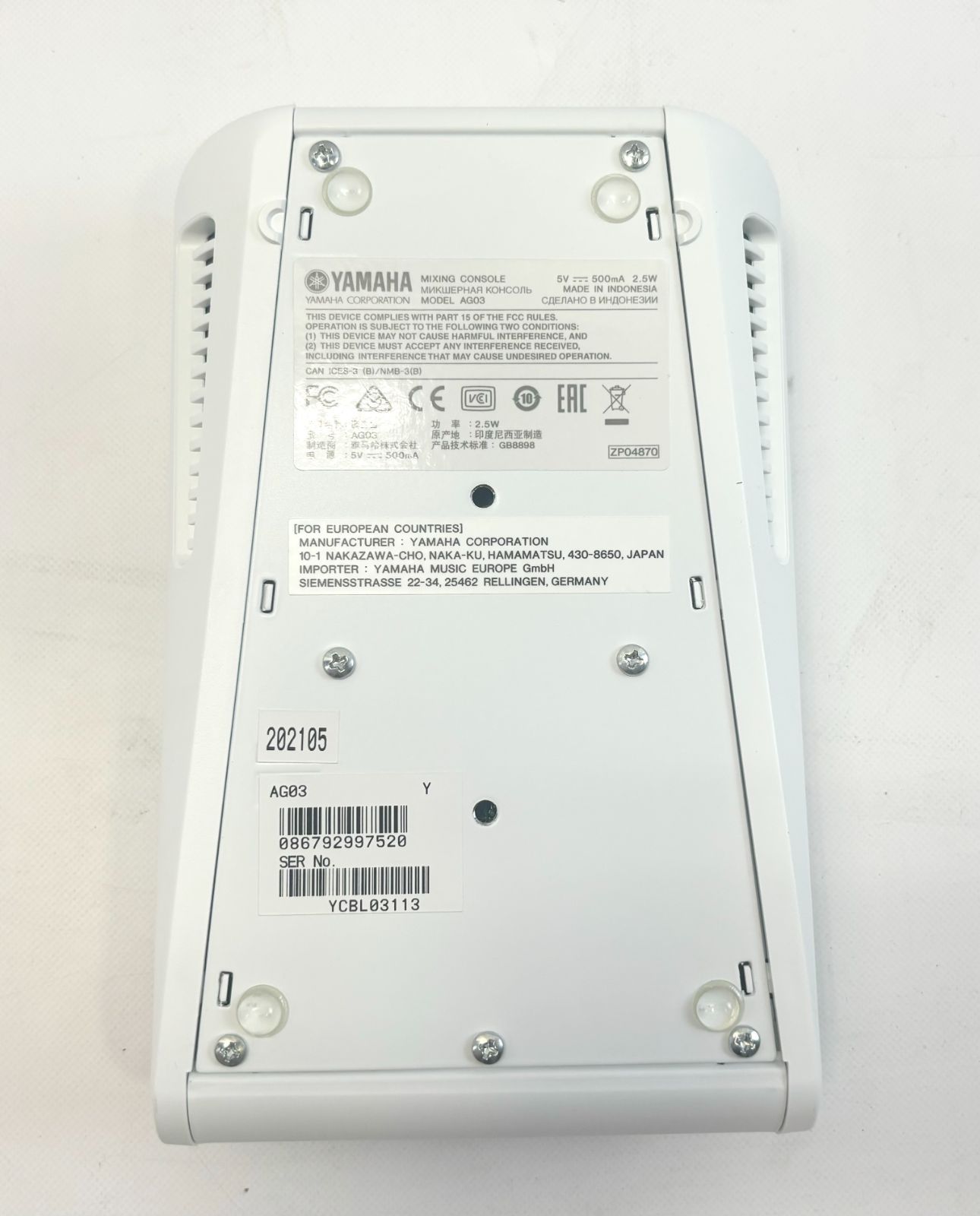 YAMAHA ヤマハ AG03 ストリーミングミキサー オーディオインターフェイス