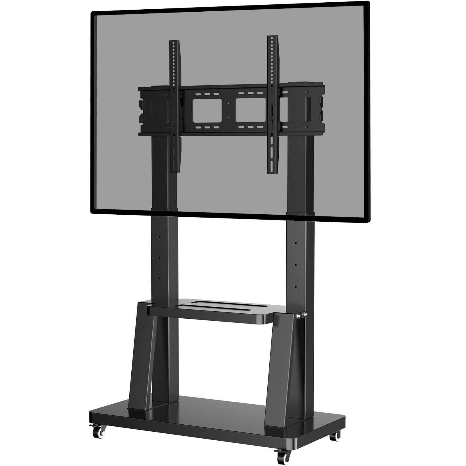 移動式 大型 ハイタイプ VESA規格900x600mmまで tvスタンド テレビ台 耐荷重80kg 壁寄せ 棚板付き ブラック 液晶テレビに対応 高さ調節 32～100インチ 家用 テレビスタンド 会社 TETVIK ビジネス展示用