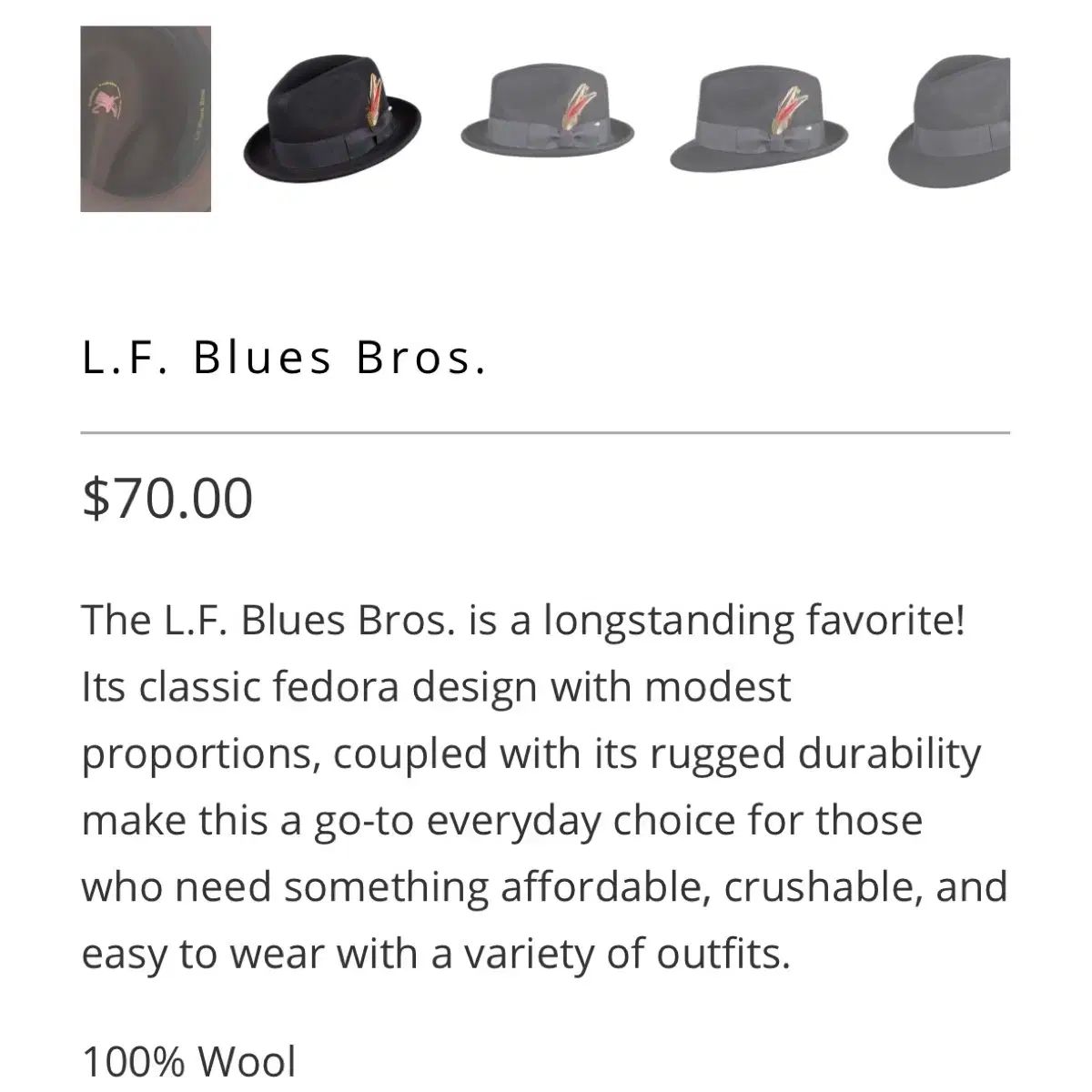 物 アメリカ ブランド CAPAS headware の ウール FEDORA フェドラ