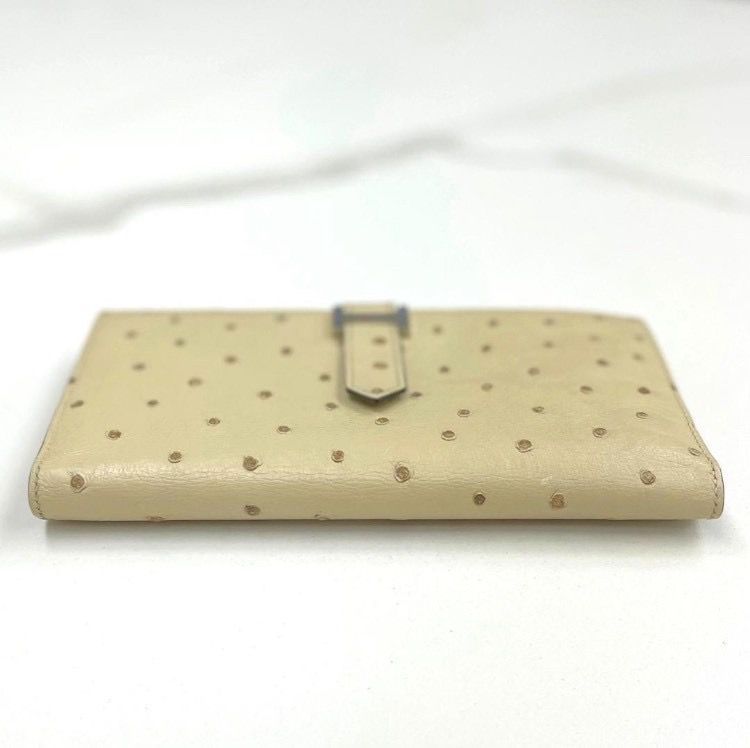 美品☆ エルメス ベアンスフレ オーストリッチ パルシュマン 長財布 T 