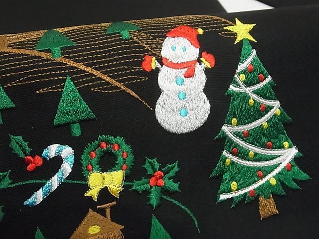 半幅帯☆クリスマス☆ハンドメイド☆綿 3通り楽しめる】新品 綿 半幅帯 (刺し子 ニコニコ絣) 長尺425cm