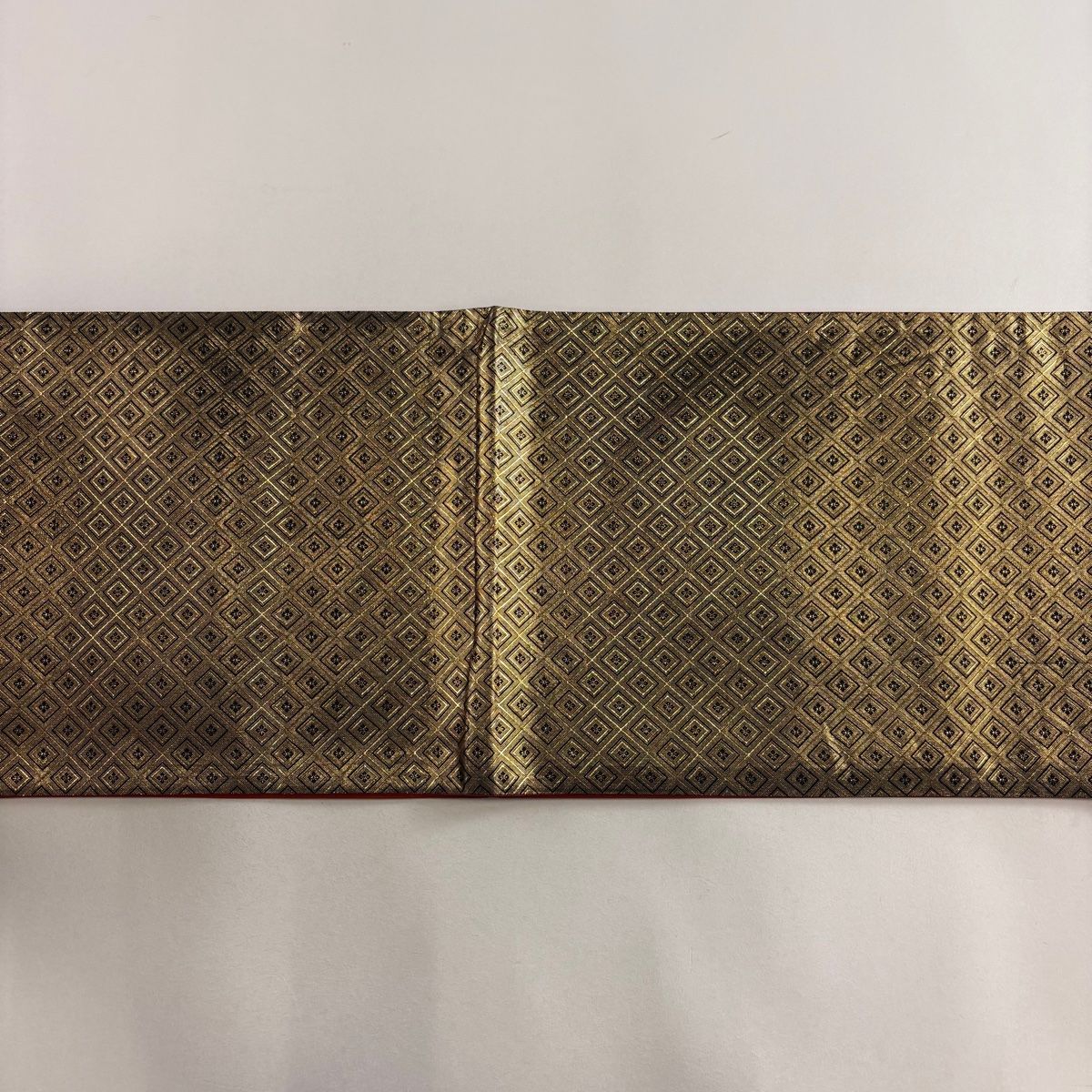 袋帯 高級 変わり織 すくい織 金糸 金ベージュ 流水 絹 新古品 kp1722 袋帯 高級 変わり織 すくい織 金糸 金ベージュ 流水 絹 新古品