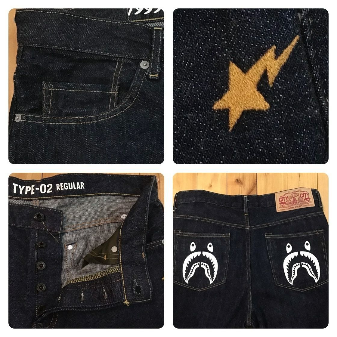シャーク デニム パンツ Lサイズ a bathing ape BAPE shark denim