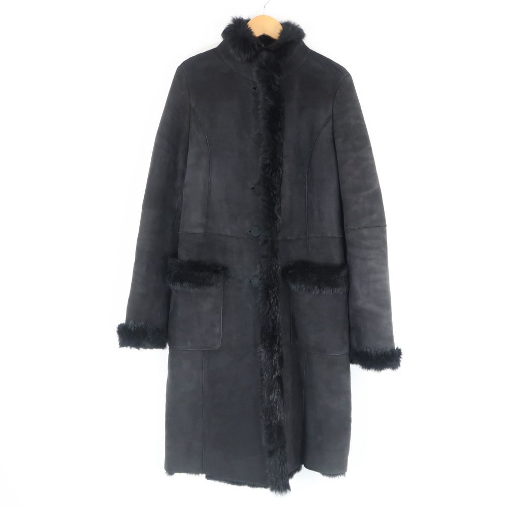 ARMANI COLLEZIONI アルマーニ HML82P ムートン ラビットファーコート 1点 40 羊毛皮 ロング丈 レディース AY6196B4