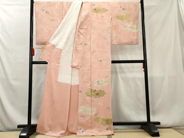 正絹　訪問着　駒刺繍　花尽くし　金彩　三越扱い　逸品　身丈163.5　裄66.5 正絹訪問着駒刺繍花尽くし金彩三越扱い逸品身丈163.5裄66.5