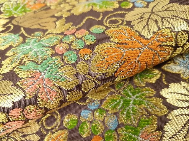 平和屋本店□極上 龍村美術織物 たつむら 本袋帯 漆彩葡萄文 金銀糸  