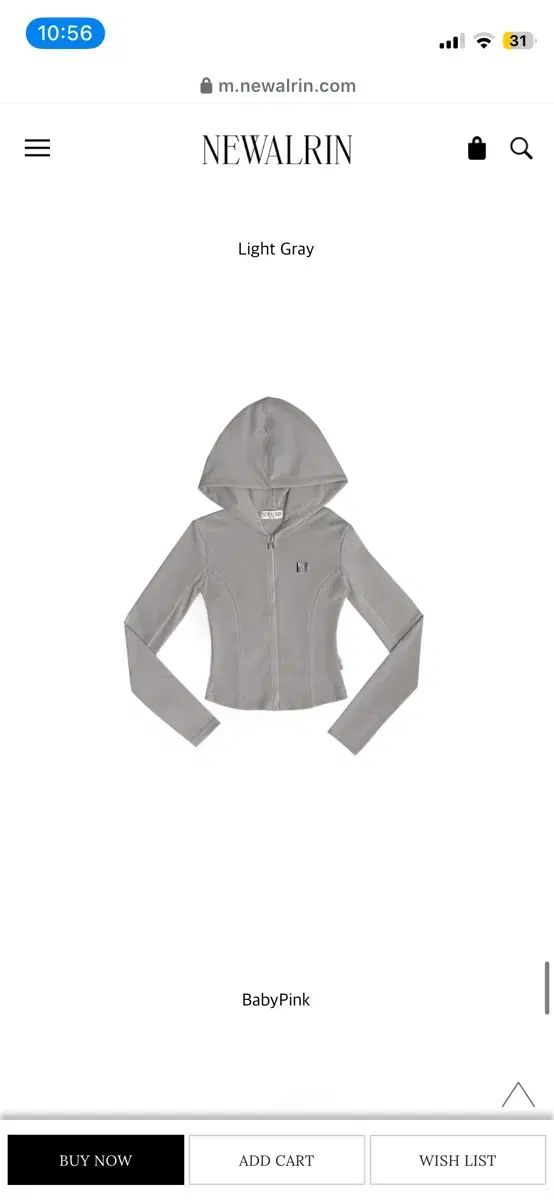 Newalrin ジュリー ライン エンブレム ジップアップパーカー フード付き ライトグレー