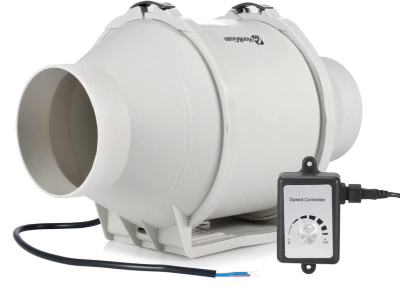 Hon-amp-Guan ダクトファン 100mm インバータダクトファン インボイス制度登録店 省エネ 塗装ブース用換気扇 110V～240V 無段階調速スイッチ付き 産業用排風機 中間取付 丸