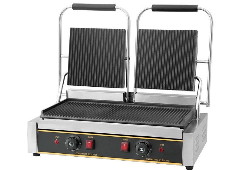 送料無料 パニーニクッカー パニーニメーカー プレスグリル 両面 溝付き 2連 業務用 家庭用 単相１0０V