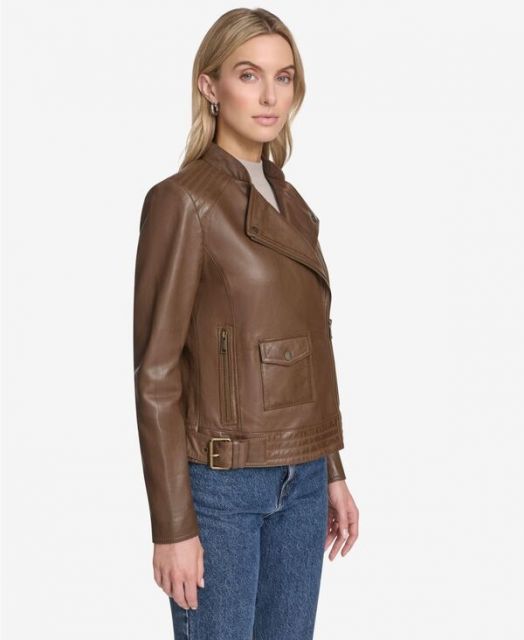 アンドリューマーク レディース ジャケット ブルゾン アウター Women s Frankie Moto Leather Jacket Oak