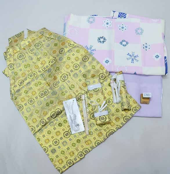 七五三 五歳 男児 羽織袴フルセット 着物 式部浪漫 白×ピンク お仕立て