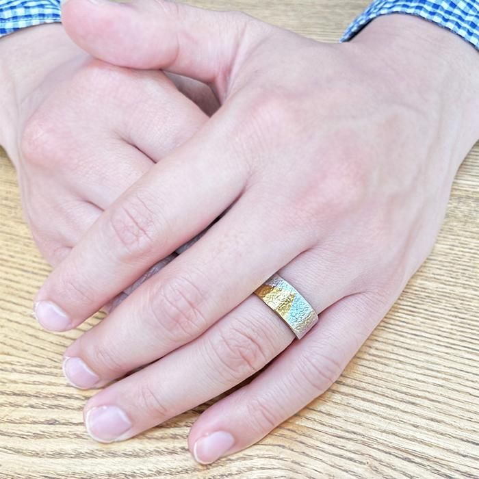 ハンマートーン クロスカット シルバー 925 唐草 リング 24号 受注生産・お届けまで約30日】シルバー925 24金 K24 メンズ 男性