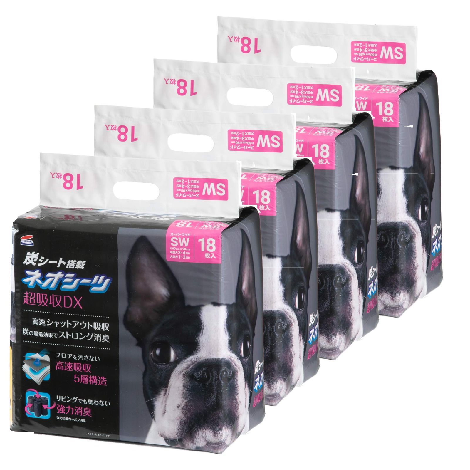DX ペットシーツ スーパーワイド カーボン 18枚入×4袋 ネオシーツ 全72枚 ネオ ルーライフ ケース販売