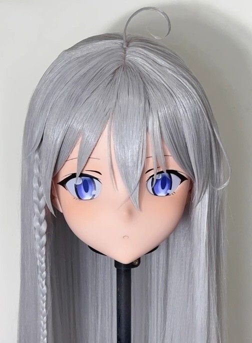 全頭マスク カツラ付き ロック付き NO.91 フルマスク ドール ヘッド ロリータ人形 コスプレ マスク 変身 仮装 着ぐるみ 二次元美少女