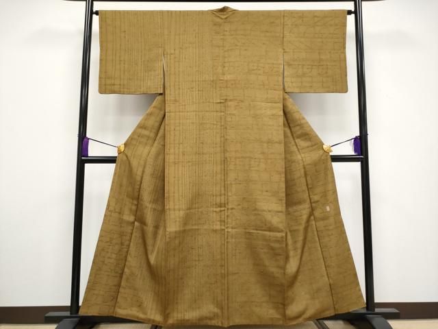 平和屋着物 上 二代目 川村久太郎 石川県指定無形文化財 牛首紬 白山工房 手織 訪問着 抽象文 朽葉色 松坂屋扱い CYAA3332s5