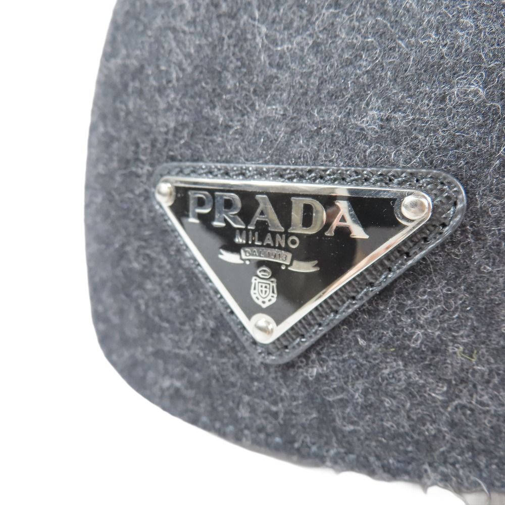 新品同様 PRADA プラダ フェルト ウール キャップ 三角ロゴ