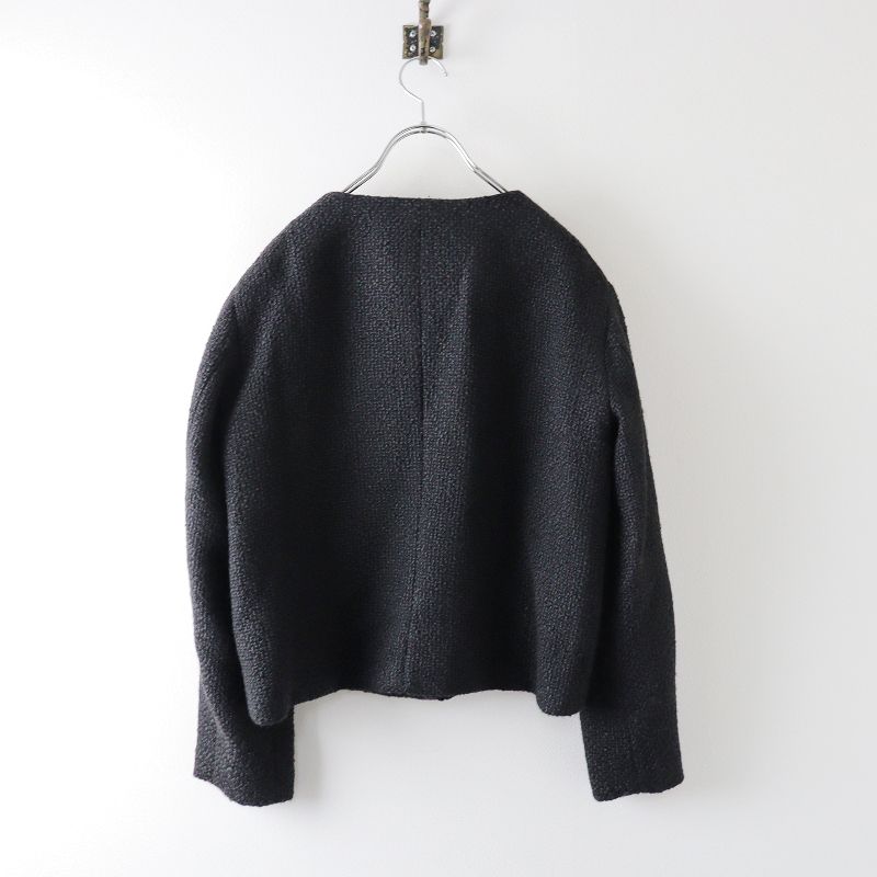 美品 オクスン ok.soon tweed jacket ノーカラーツイード