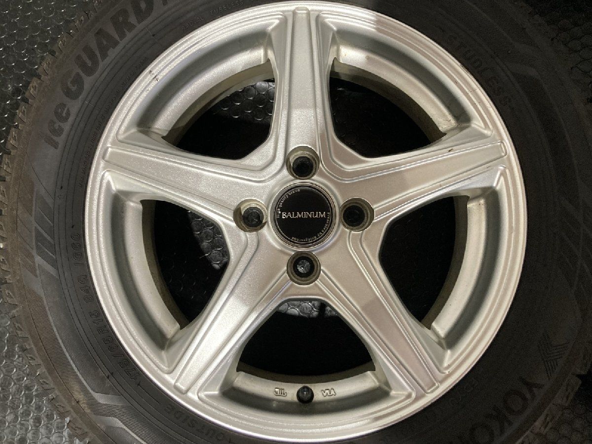 タイヤ走行短め【YOKOHAMA iG60 175/65R15】スタッドレス【BALMINUM V5 15インチ 5J4HPCD100+39】カローラフィールダー スペイド等(KTD190)