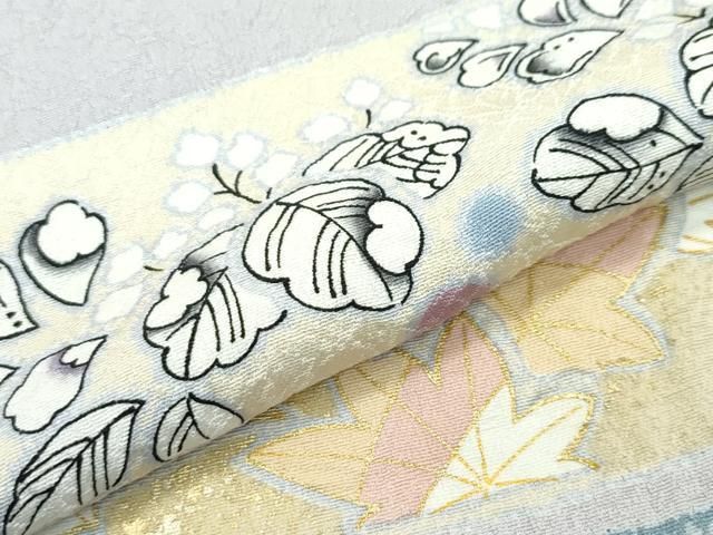 平和屋着物○訪問着 駒刺繍 絞り 草花文 金彩 正絹 逸品 AAAV7181zg