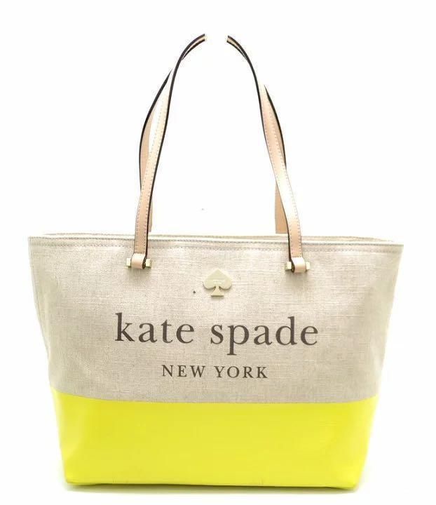 ★新品★ kate spade ショルダーベージュ×黄色 キャンバス ケイスペ ☆新品☆ kate spade ショルダーベージュ×黄色 キャンバス