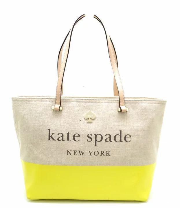 ☆新品☆ kate spade ショルダーベージュ×黄色 キャンバス ケイスペ