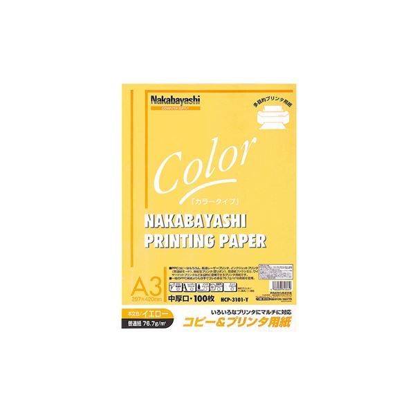 (業務用セット) コピー＆プリンタ用紙 カラータイプ A3 100枚入 HCP-3101-Y
