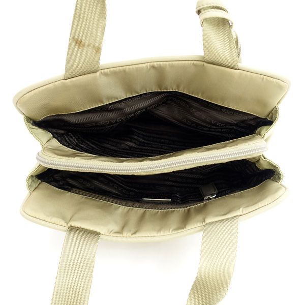 PRADA / プラダ □ハンドバッグ ナイロン ベージュ 鍵 ギャランティ