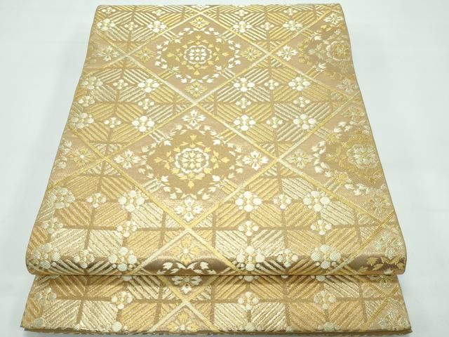 平和屋着物□極上 西陣 川島織物 六通柄 本袋帯 菱花文 金糸 逸品