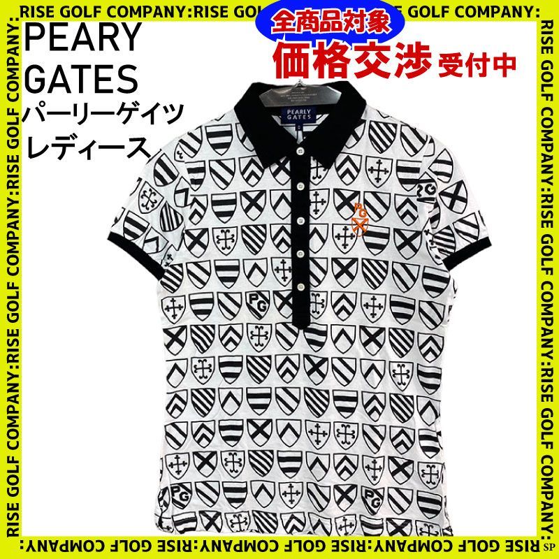 PEARLY GATES パーリーゲイツ 半袖 ポロシャツ ブラック ホワイト 総柄