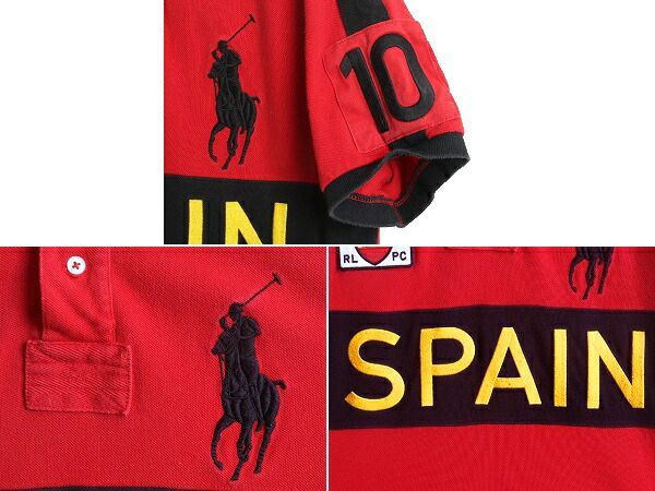 Polo ralph lauren スペイン　国旗　ビッグポニー　ポロシャツ ポロシャツ レッド ビックポニースペイン国旗刺繍 - メルカリ