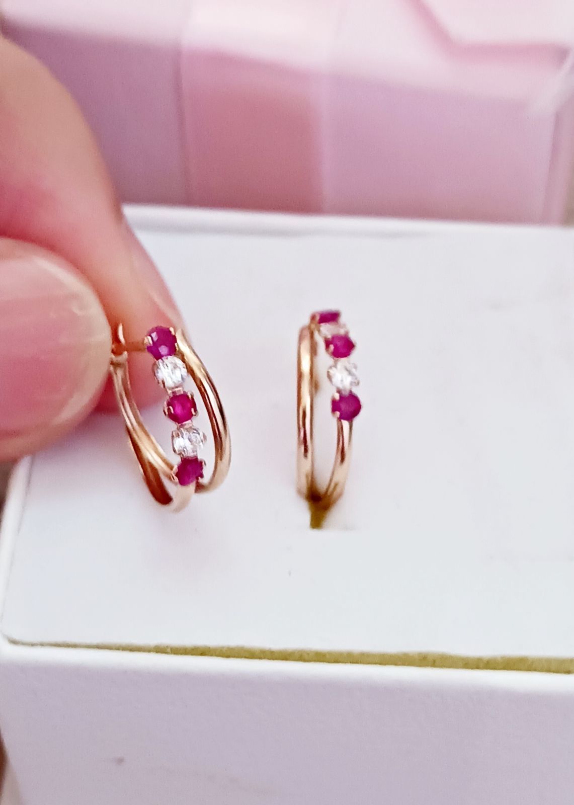 ピンクシェル　ルビーサクラフラワーピアス K18 ピンクシェル ルビーサクラフラワーピアス K18