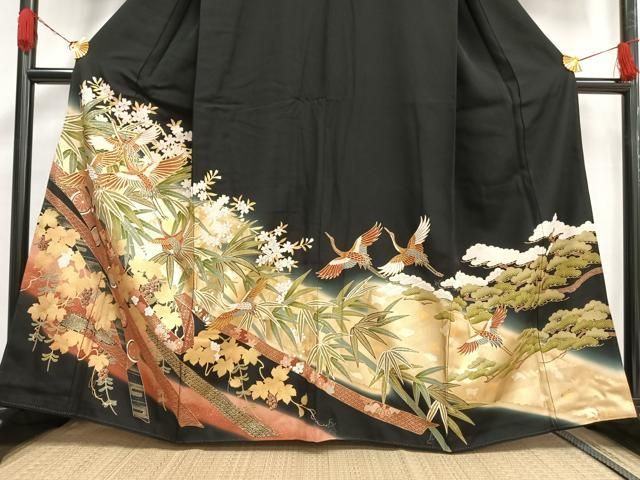 平和屋着物●豪華色留袖　駒刺繍　狩猟花文　金彩　正絹　逸品　DAAY1801ps 平和屋着物○豪華色留袖 駒刺繍 狩猟花文 金彩 正絹 逸品 DAAY1801ps