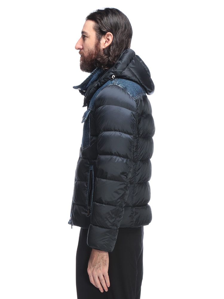 MOORER ムーレー フード着脱 デニム切り替え フルジップ ダウンジャケット