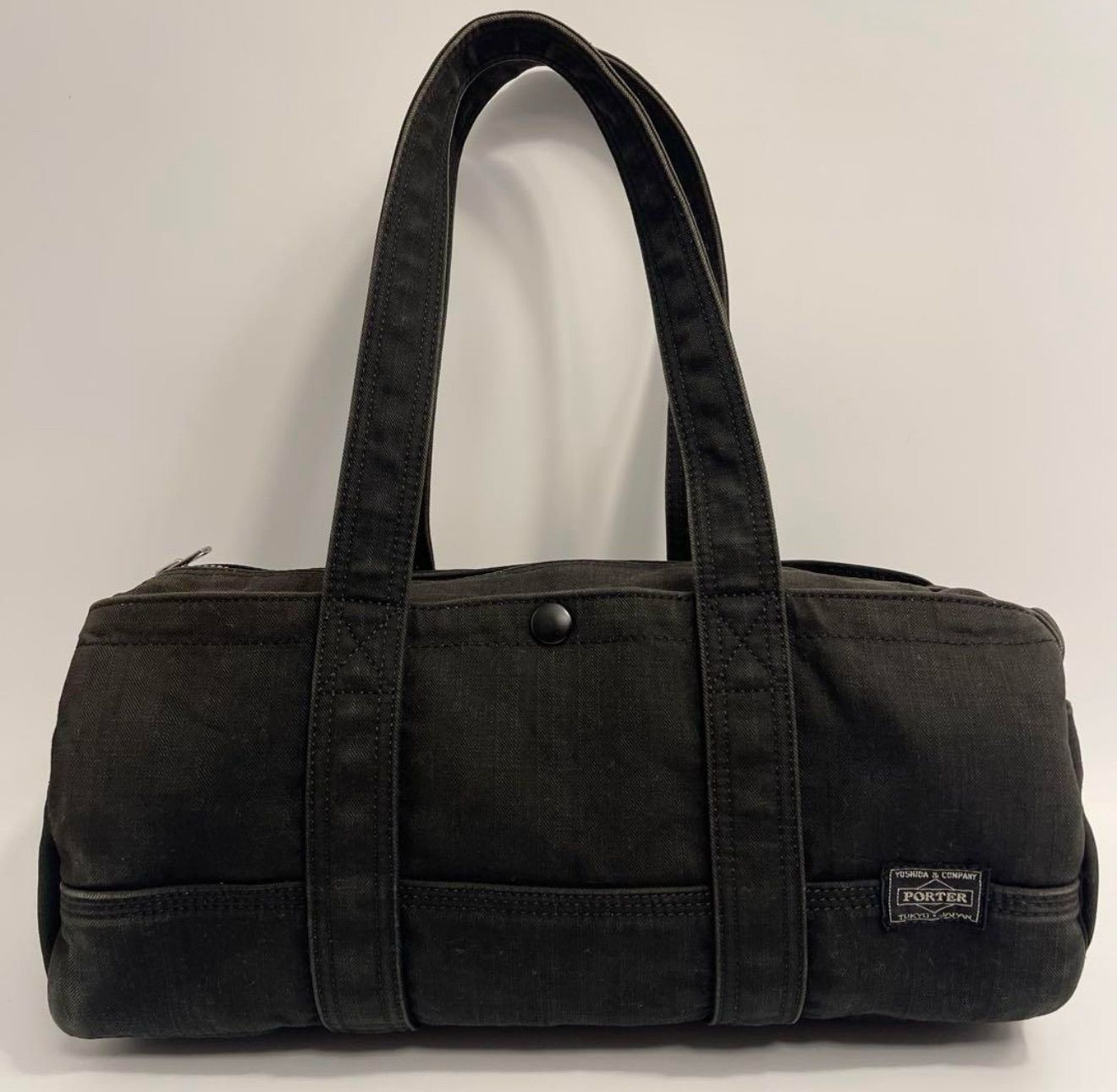 PORTER スモーキー デニム調 ドラムバッグ トートバッグ ブラック