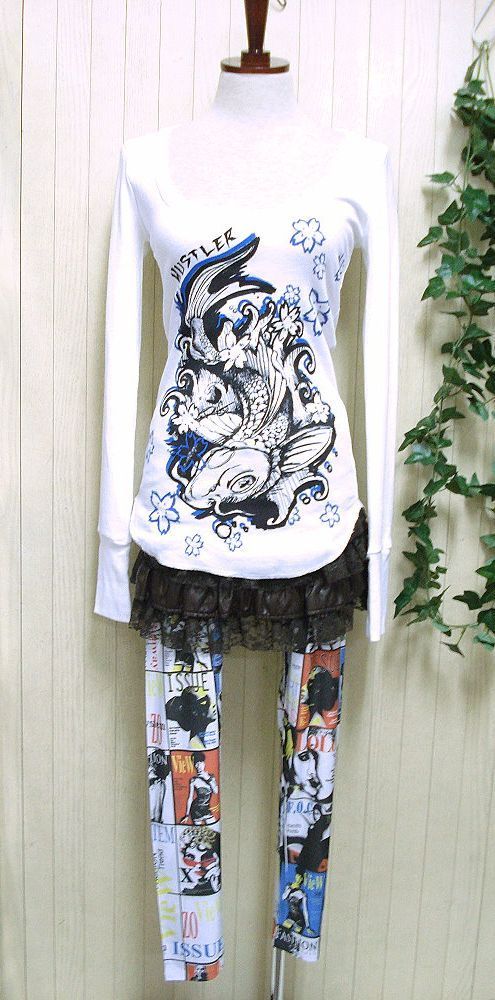 廃盤  鯉柄長袖Tシャツ ロンT レディース インポート 服 ロック 入手困難 レアアイテム/wot008 廃盤 鯉柄長袖Tシャツ ロンT レディース インポート 服 ロック