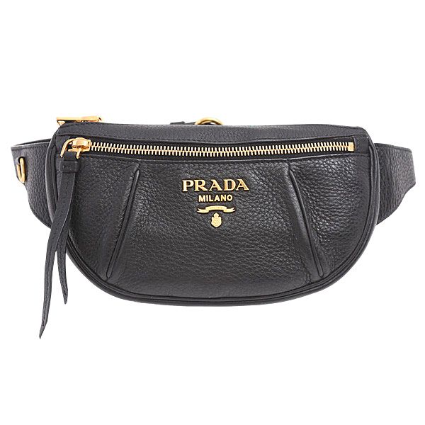 プラダ バッグ レディース メンズ ヴィッテロダイノ ウエストポーチ ボディバッグ レザー NERO PRADA 1BL008