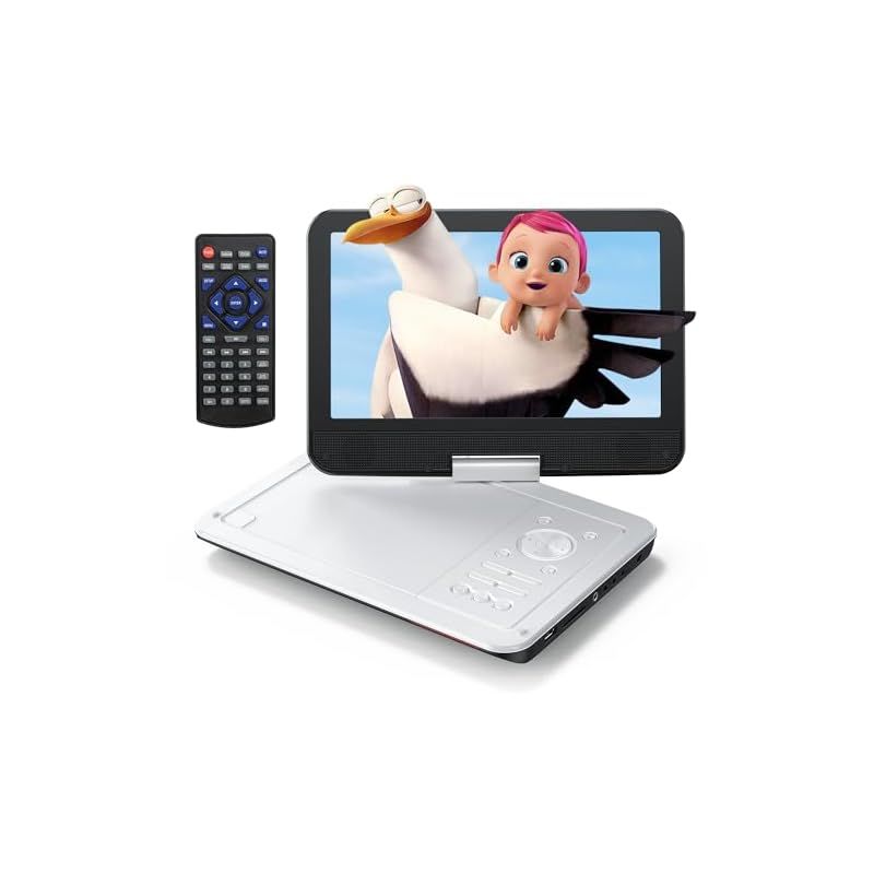 Surfola ポータブルDVDプレーヤー 12.5型 10.5インチ液晶 4 5時間再生 リージョンフリー再生 地域制限なし USB SDカード再生 270度回転対応 TV同期 AV入出力 ラストメモリー機能搭載 SD02 ブルーレイ非対応 アンテナな