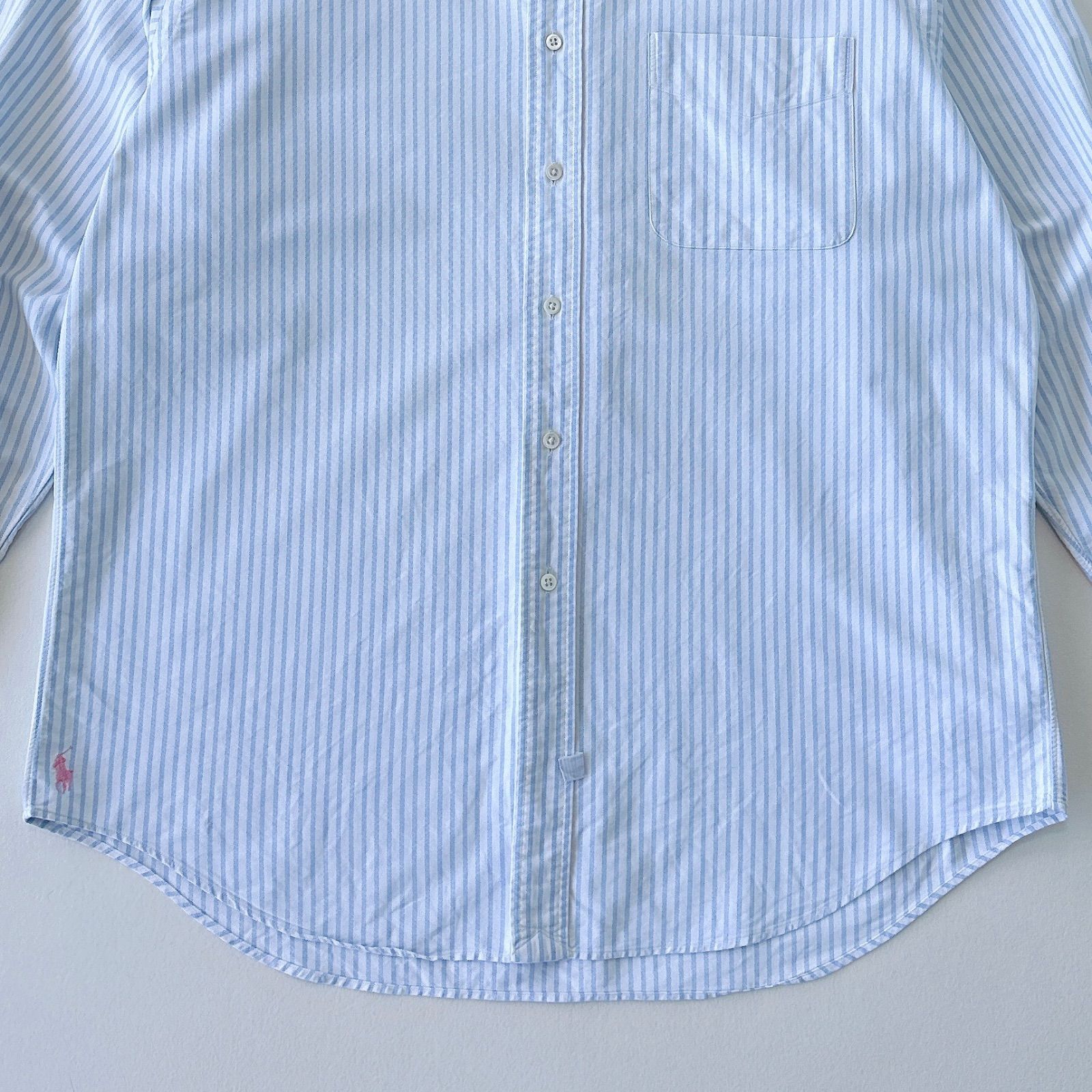 ポロ・ラルフ・ローレン ボタンダウンシャツ　裾ポニー　ビッグシャツ 90s ラルフローレン 裾ポニー 刺繍ロゴ ビッグフィット ボタン